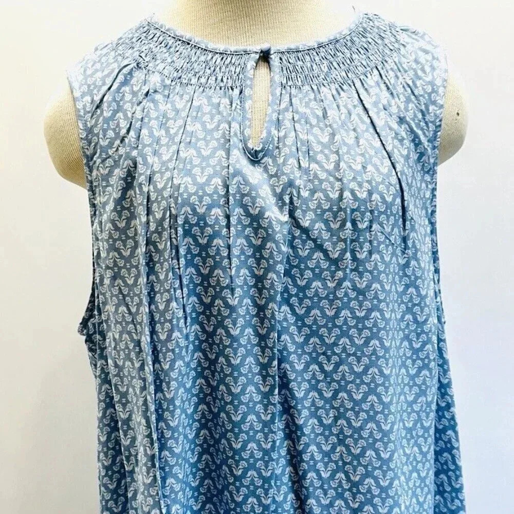 NWT CROFT&BARROW Women Sleeveless Pullover Keyhole Neckline Floral Shirt Sz PXXL